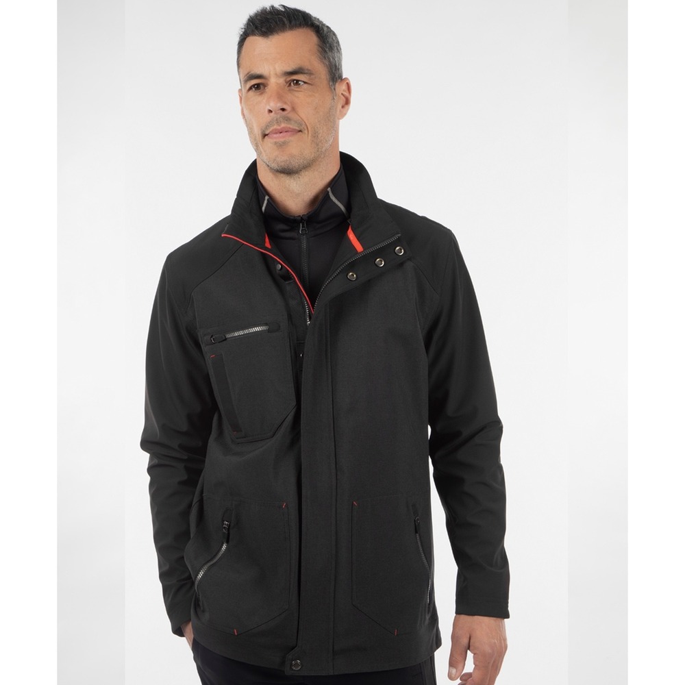 Sunice Mens Furguson Zephal Z-Tech Waterproof Melange Stretch Car Coat Black L